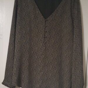 Loft women's blouse sizeXL long sleeves multicolor grunge boho work wear